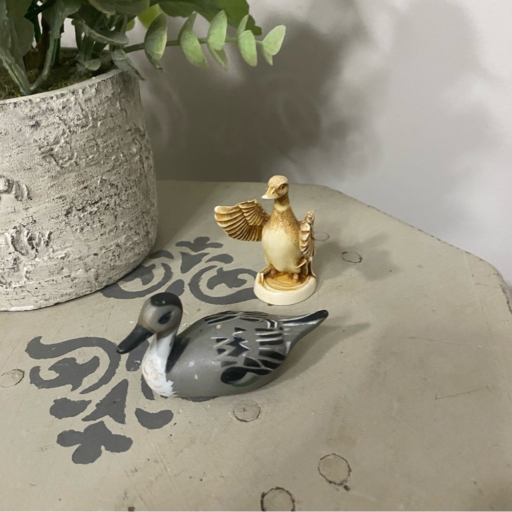 Ceramic Miniature Duck Figurines, Set of 2